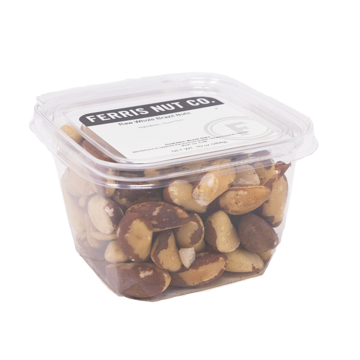 resealable plastic deli jar of raw whole brazil nuts