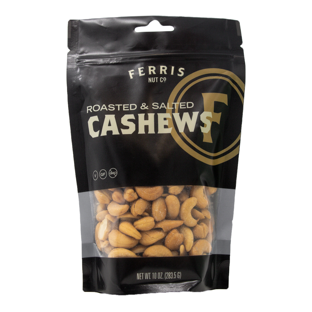 10 ounce bag resealable bag of roasted salted jumbo cashews