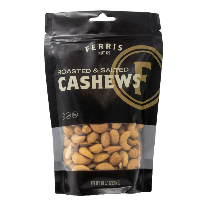 10 ounce bag resealable bag of roasted salted jumbo cashews