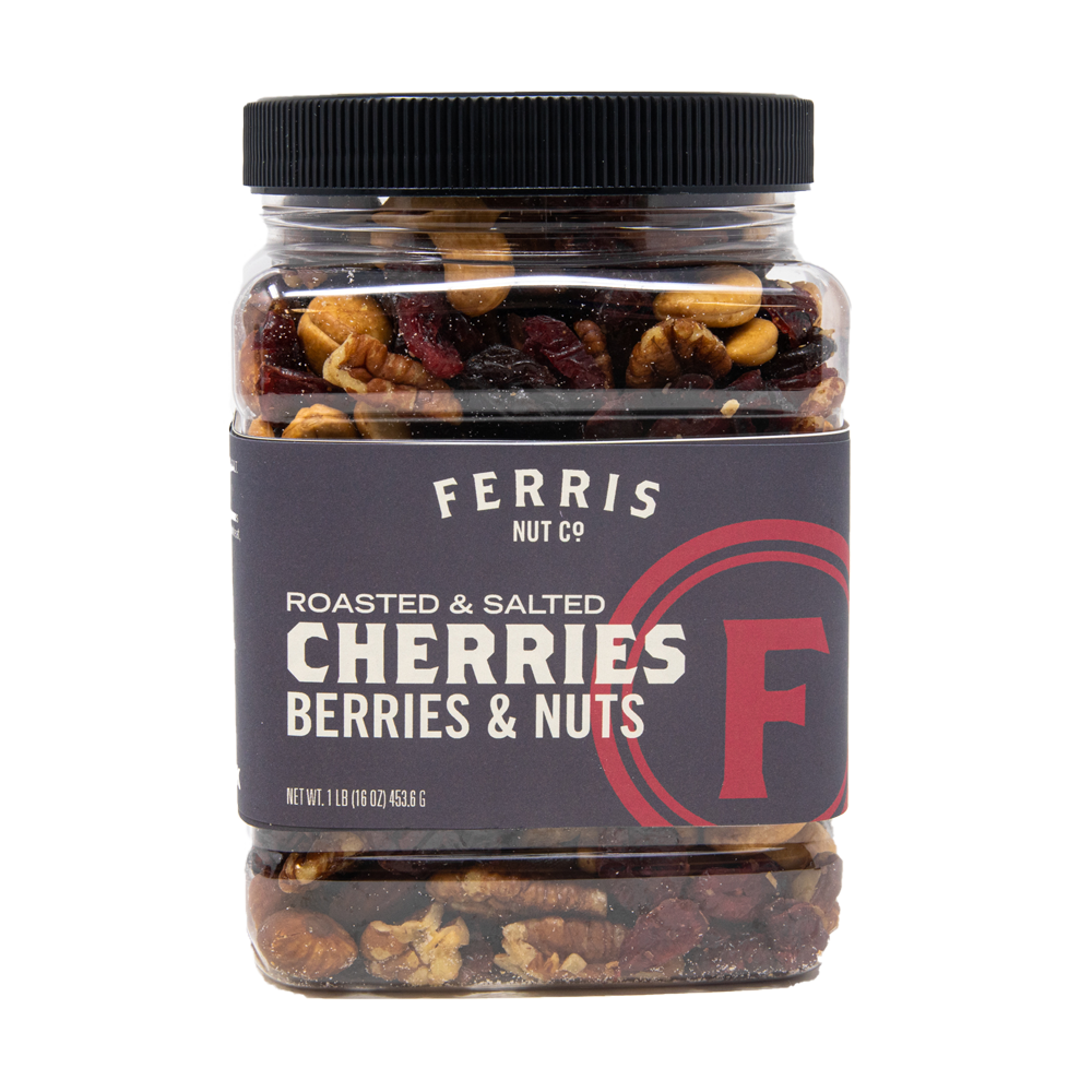 16 ounce resealable jar of roasted salted cherries berries and nut mix