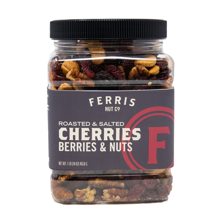 16 ounce resealable jar of roasted salted cherries berries and nut mix