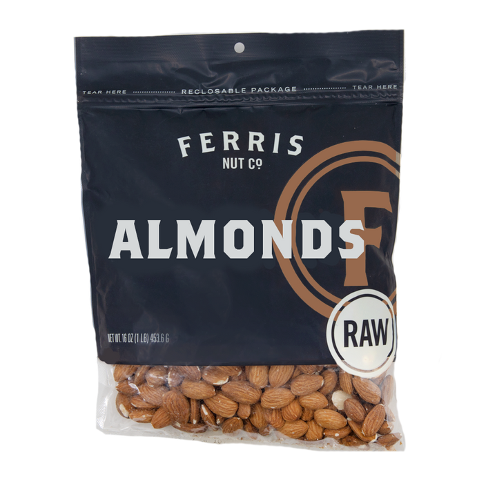 16 ounce resealable bag of raw premium whole almonds