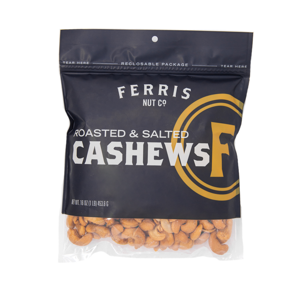 16 ounce resealable bag of roasted salted jumbo cashews