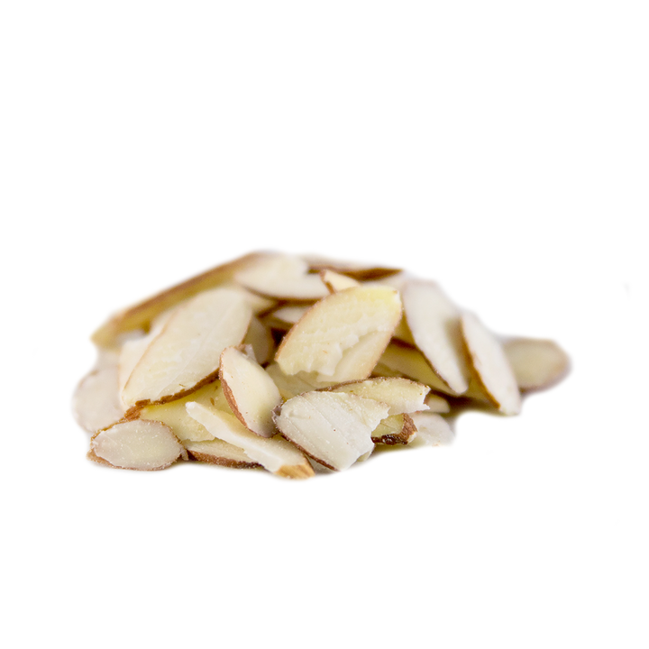pile of raw sliced premium almonds