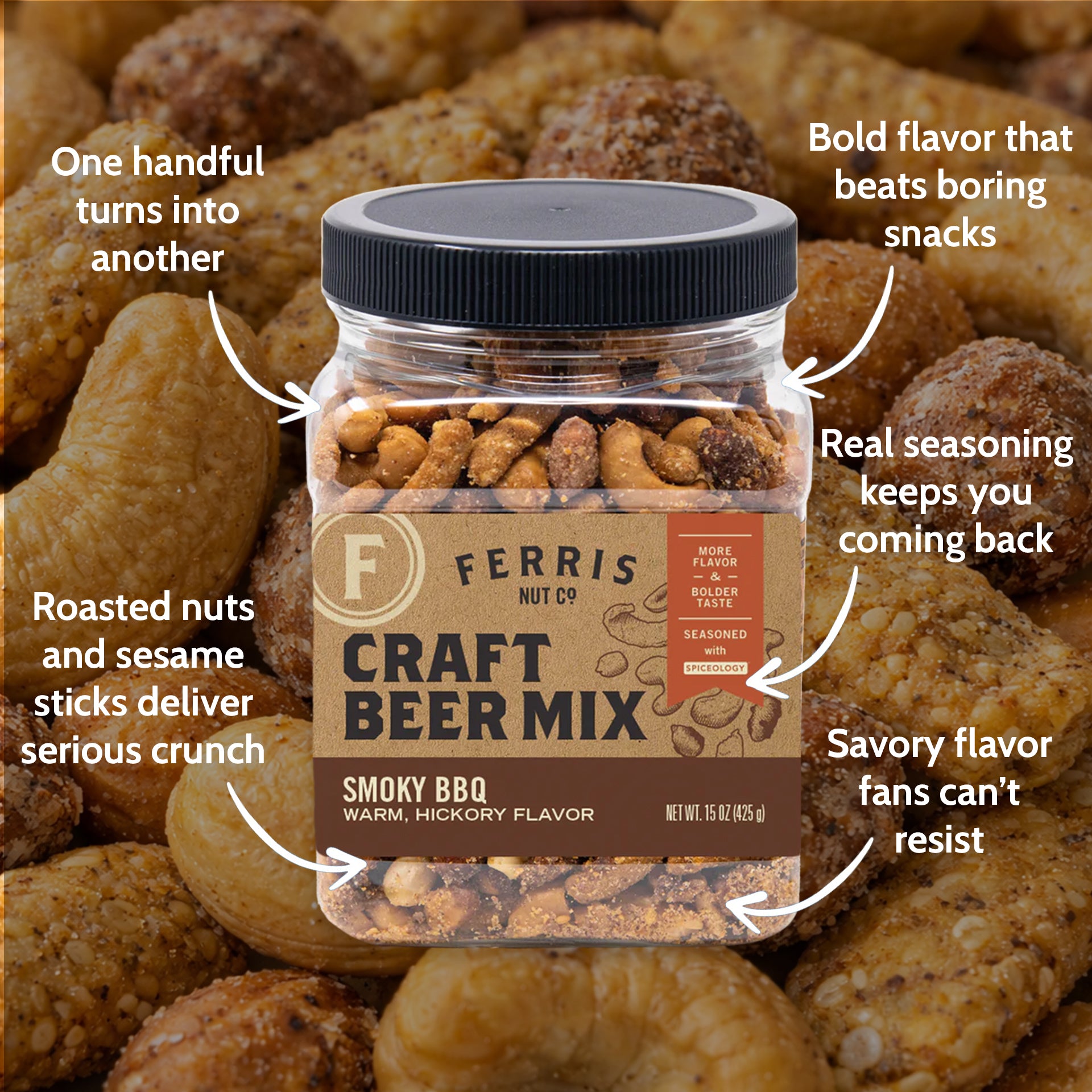 Hickory Smoky BBQ Craft Beer Nut Mix | Ferris Nut Co. – Ferris