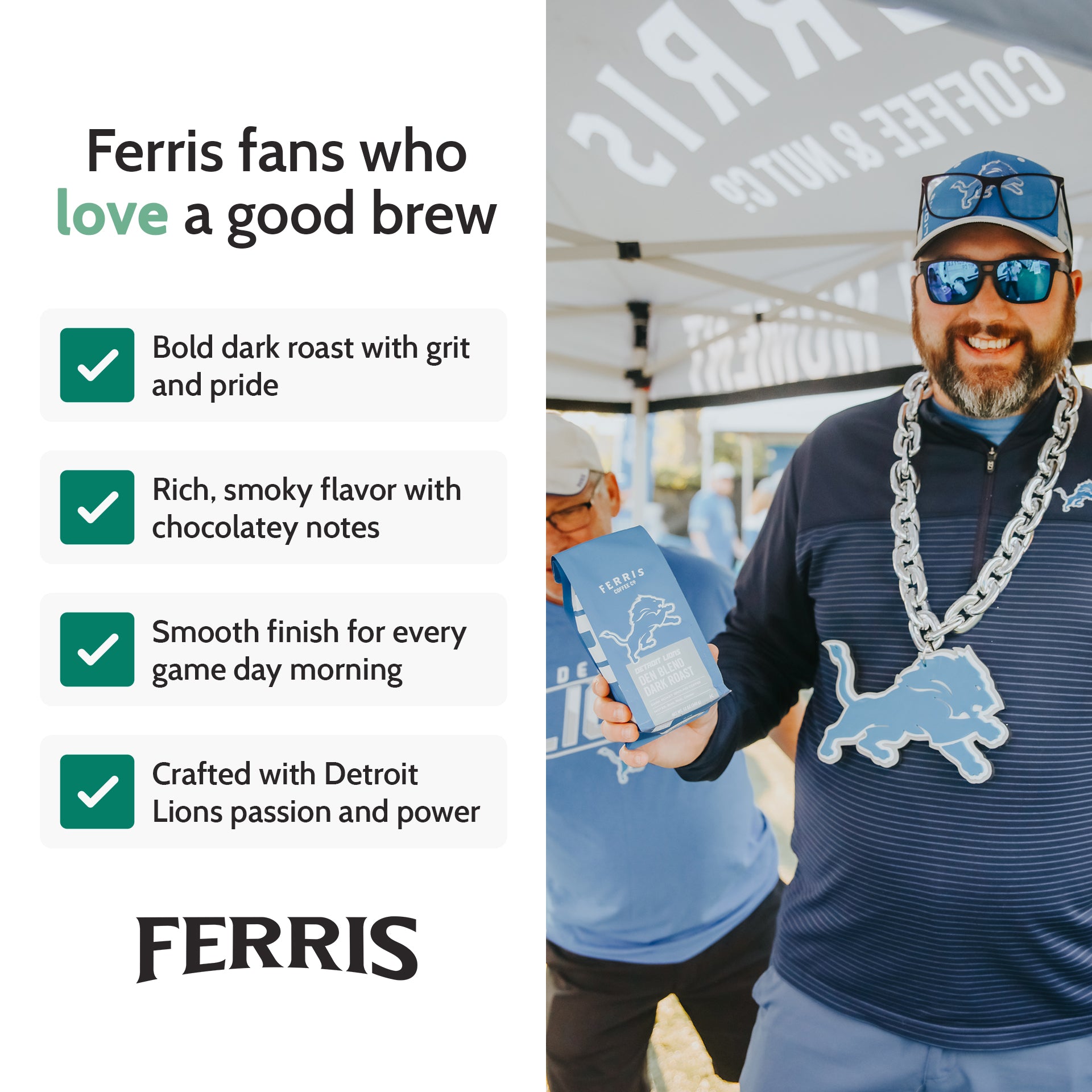 Den Blend Dark Roast by Ferris Coffee, the Official Coffee of The