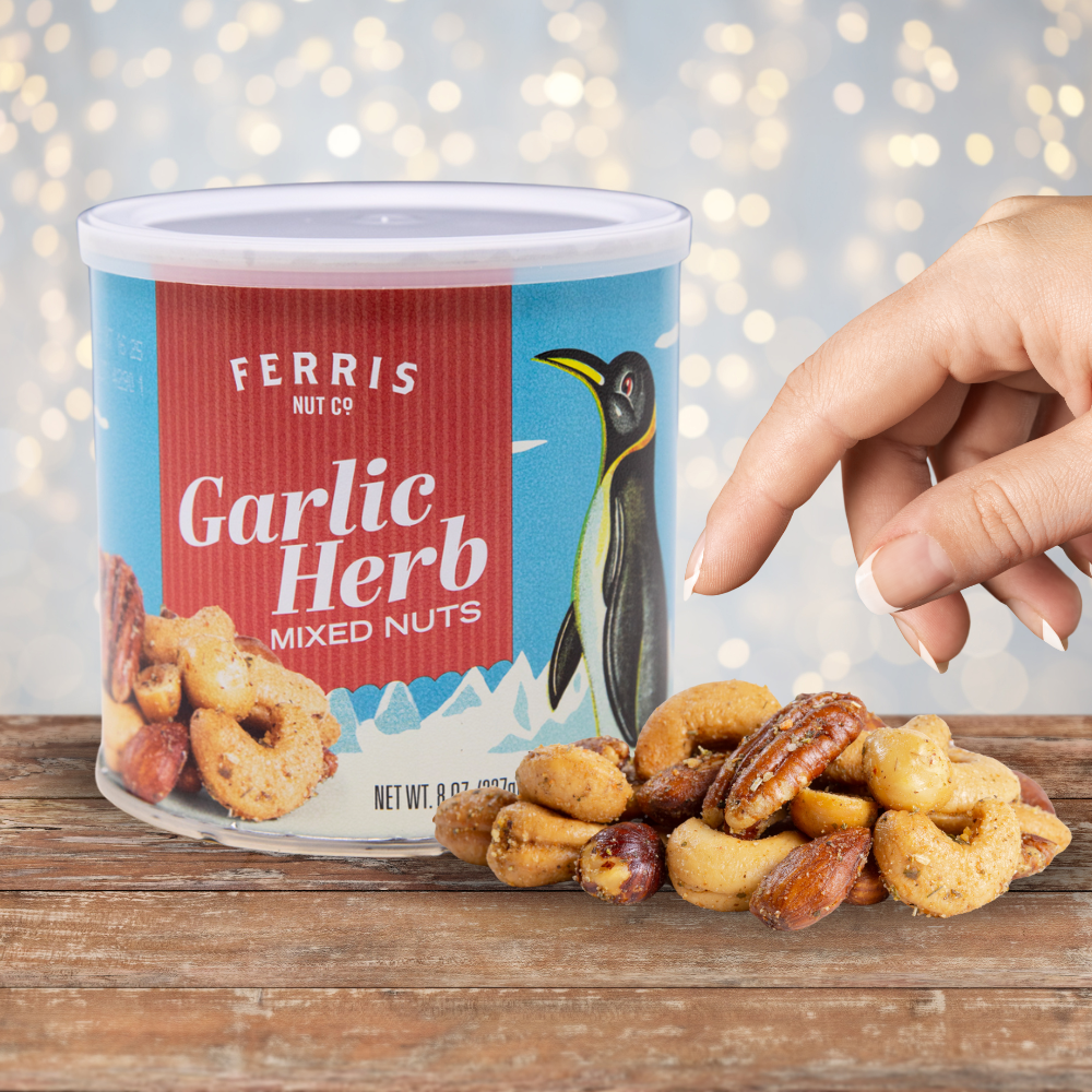 Garlic Herb Deluxe Mixed Nuts Can 8 oz.