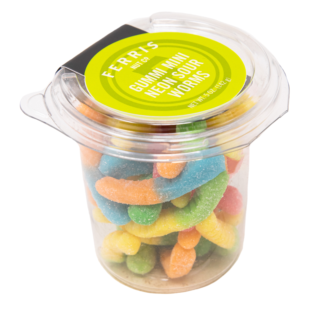 Gummi Mini Neon Sour Worms To Go Cup 12-count