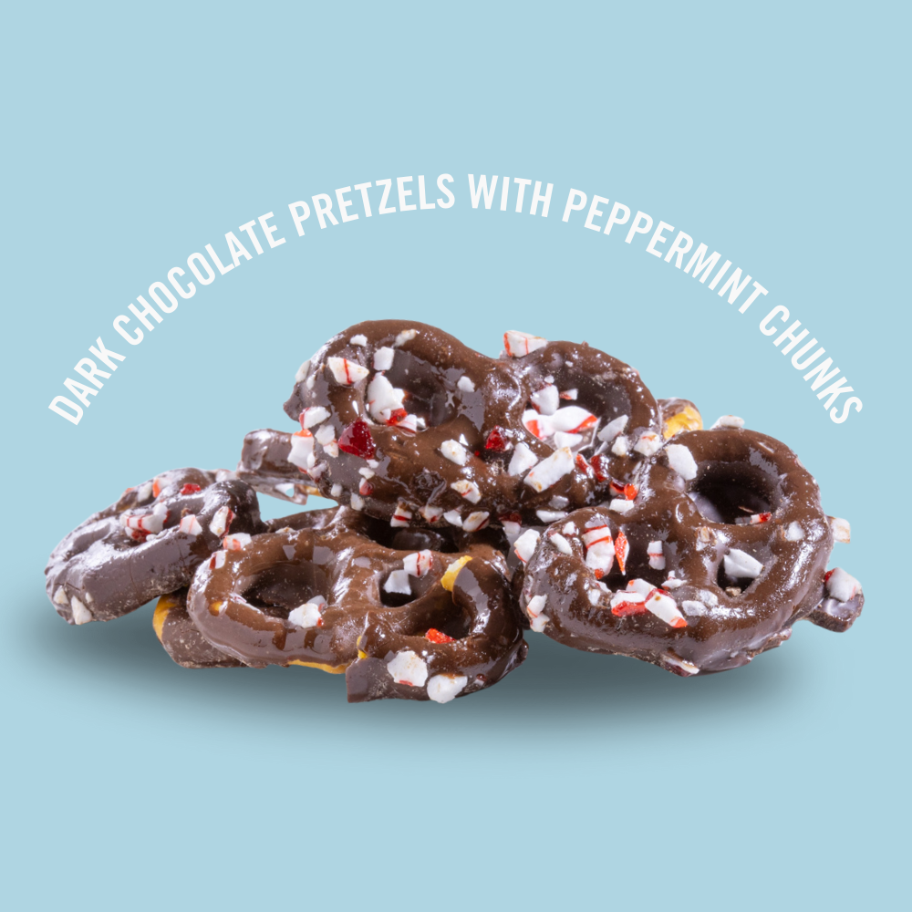 Peppermint Dark Chocolate Pretzels 11 oz.