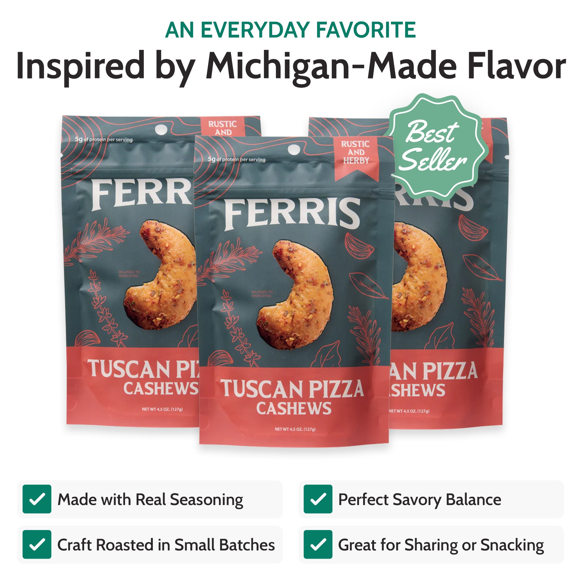 Tuscan Pizza Cashews 4.5 oz. | Ferris Nut Co. – Ferris Coffee