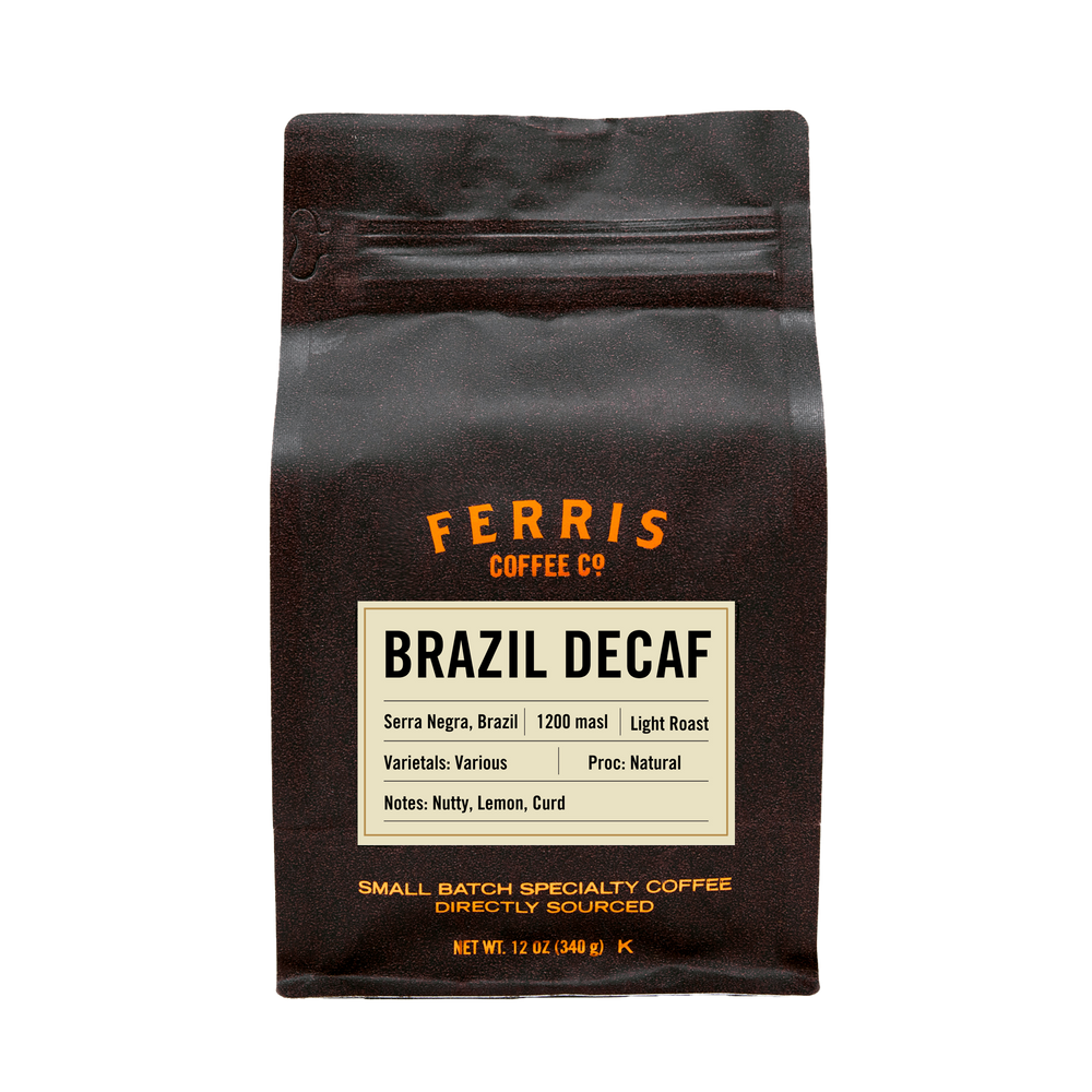 12 ounce resealable bag of specialty decaf coffee from Brazil