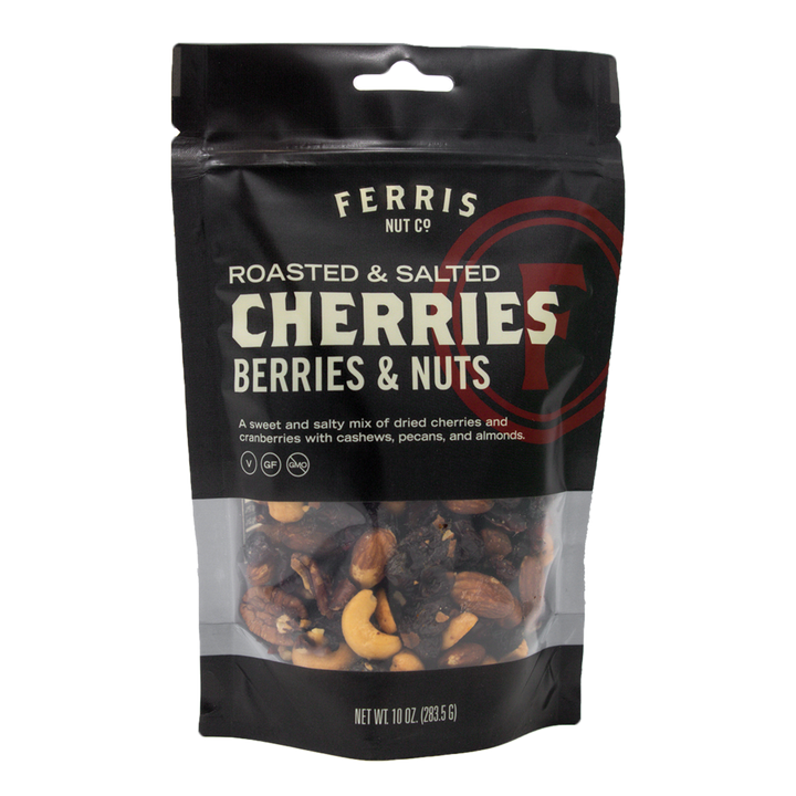 10 ounce resealable bag of roasted salted cherries, berries, and nuts mix from Ferris Nut Co.