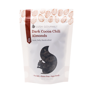 lush gourmet, 3.85-ounce dark cocoa chili almonds