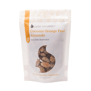 lush gourmet, 3.85-ounce coconut orange oeel almonds