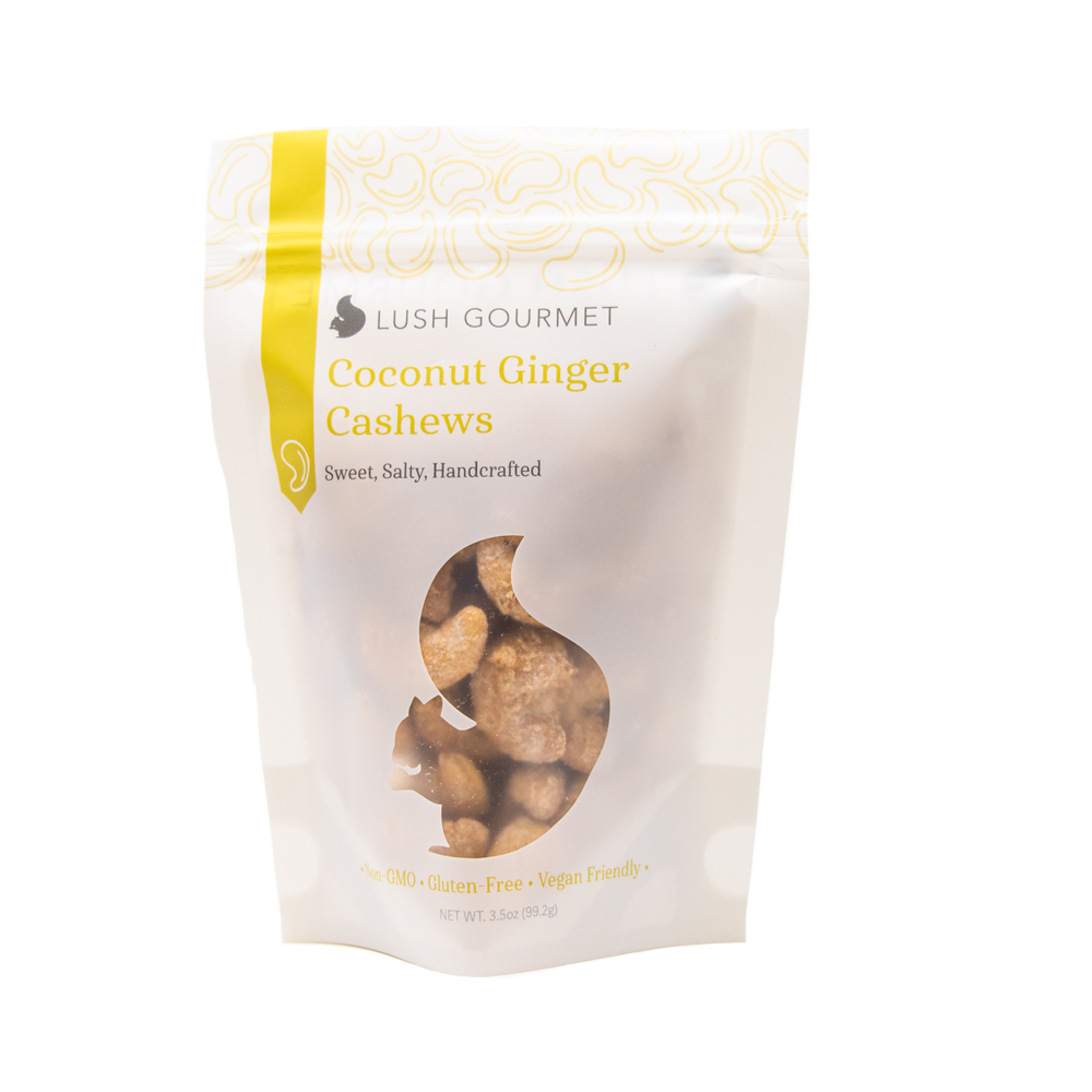 Coconut Ginger Cashews 3.5 OZ - Ferris Coffee & Nut Co.