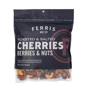 16 ounce resealable bag of roasted salted cherries, berries, and nuts mix from Ferris Nut Co.