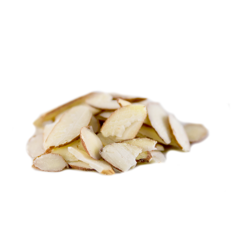 pile of raw sliced premium almonds