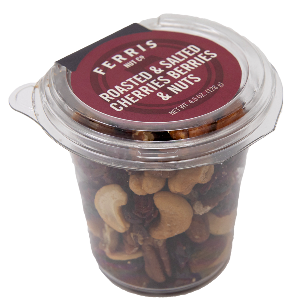 4.5 ounces resealable clear cup of cherries berries and nut mix