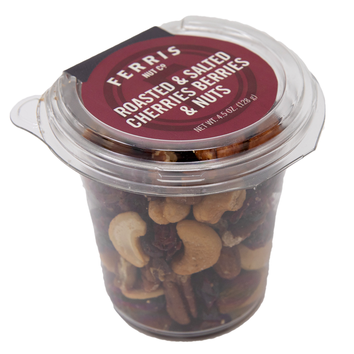 4.5 ounces resealable clear cup of cherries berries and nut mix