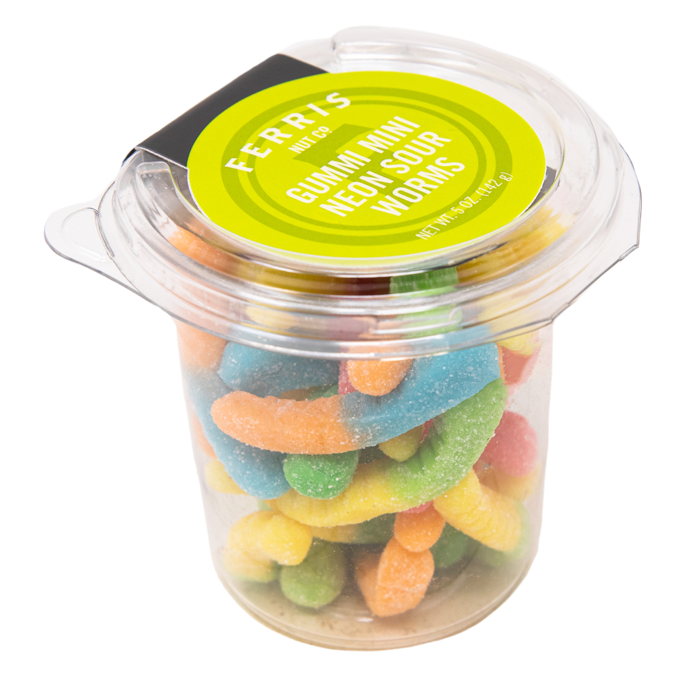Gummi Mini Neon Sour Worms To Go Cup 12-count